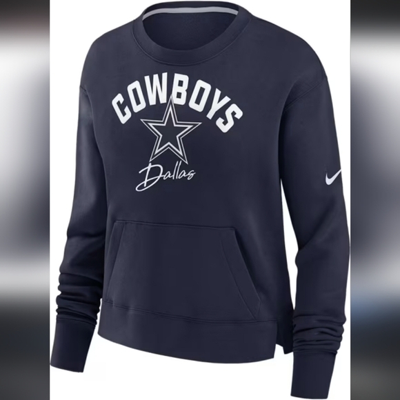 Nike Dallas Cowboy Navy Blue Arched Crew Sweatshirt Size Small - Picture 1 of 9